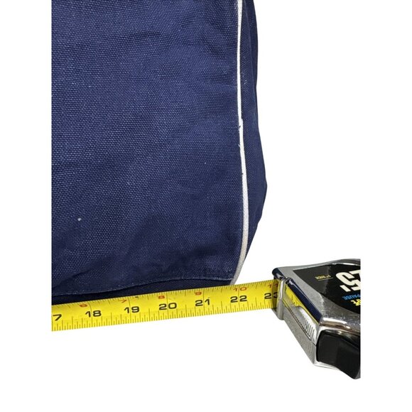 Ralph Lauren Vintage Navy Blue Canvas Duffel Bag White Straps/Embroidered Crest - Picture 10 of 10